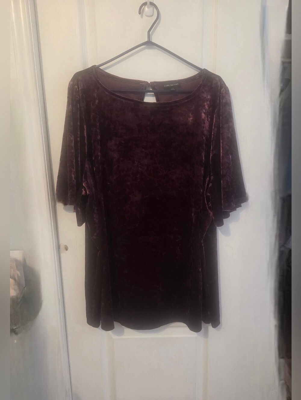 Lane Bryant 26/28 Velvet Short Sleeve Top in Deep Plum